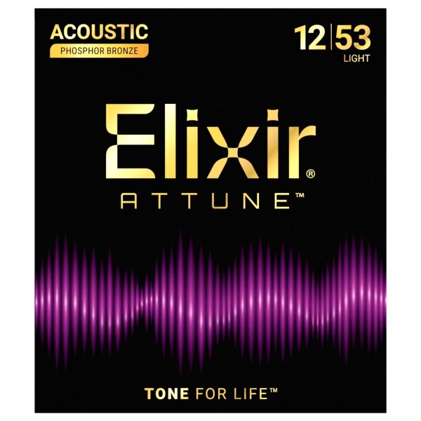 Elixir 21052 ATTUNE 92/8 Phosphor Bronze Light, 12-53