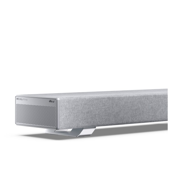 Sharp Q Range Soundbar 3.1.2 Channel Soundbar with Wireless Subwoofer, Silver - bar end 
