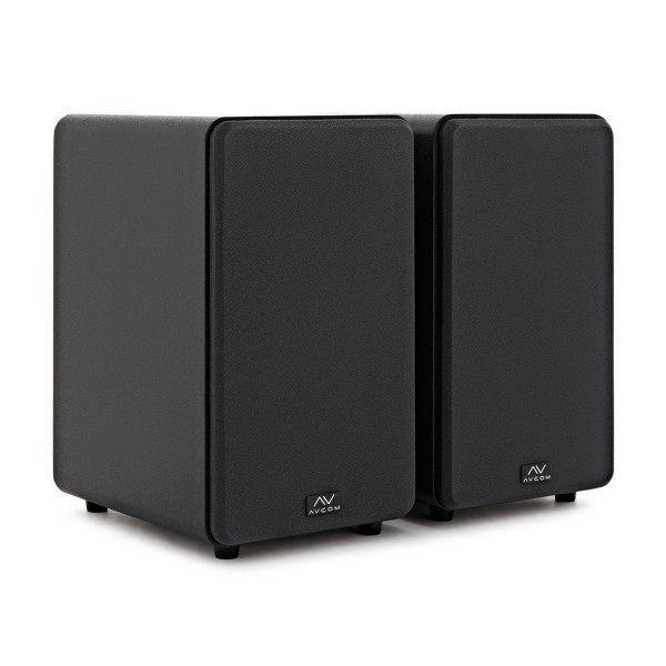 AVCOM Active Bookshelf Speaker Pair, Black - Angled 