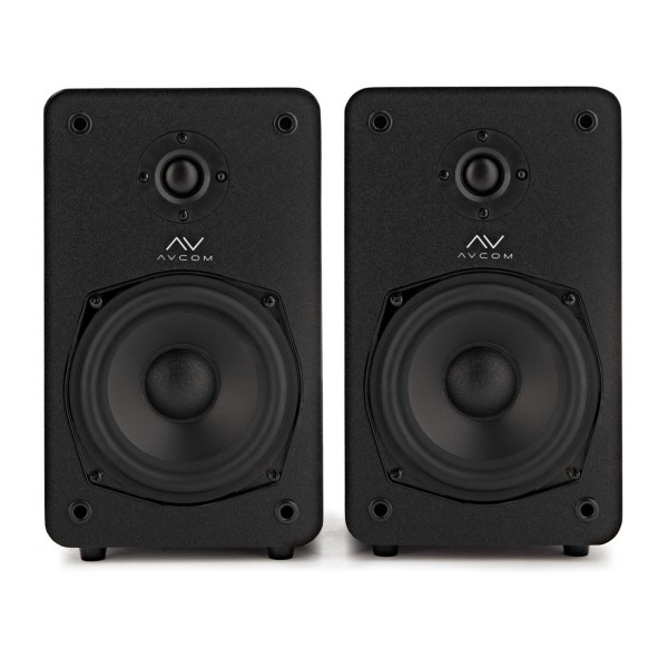 AVCOM Active Bookshelf Speaker Pair, Black - Front No Grille
