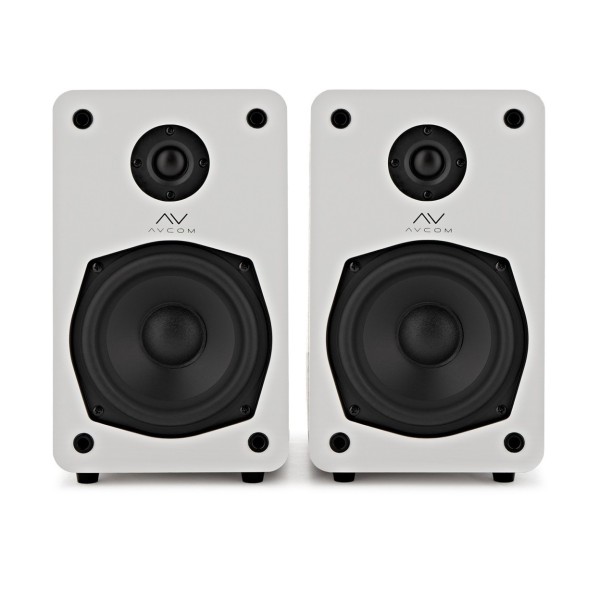 AVCOM Active Bookshelf Speaker Pair, White - Front No Grille