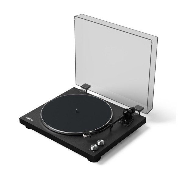 Kanto OBI3 Turntable with Bluetooth, Matte Black - Angled