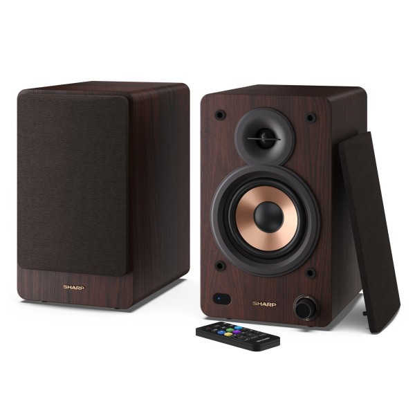 SHARP CP-SS30 Bookshelf Speakers (Pair), Brown