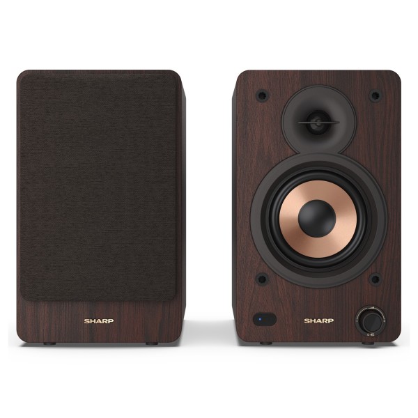 SHARP CP-SS30 Bookshelf Speakers (Pair), Brown - Front, flat