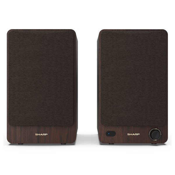 SHARP CP-SS30 Bookshelf Speakers (Pair), Brown - Flat, front view, grilles attached