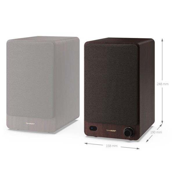 SHARP CP-SS30 Bookshelf Speakers (Pair), Brown - Dimension Chart