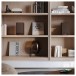 SHARP CP-SS30 Bookshelf Speakers (Pair), Brown - Lifestyle image, placed on bookshelves