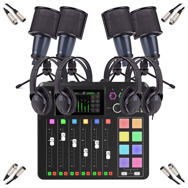 Rode Rodecaster Pro II with SubZero REC-1 Pack (4 People Bundle) - Bundle