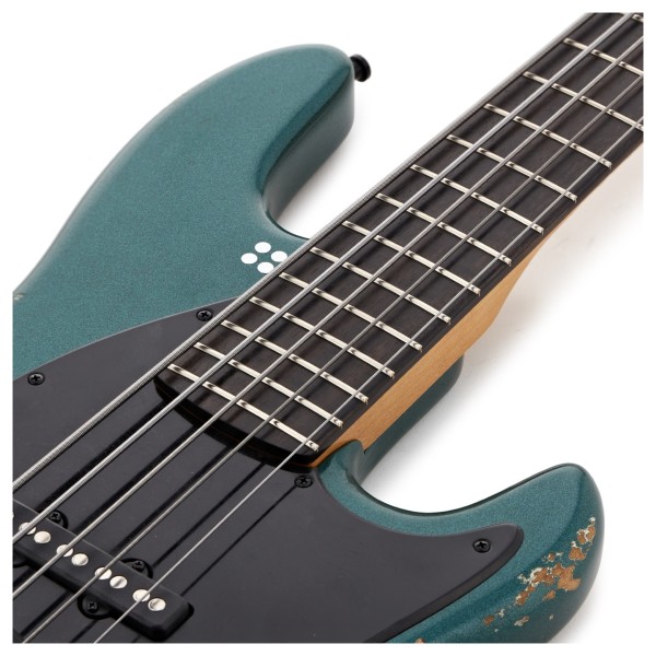 Sandberg California TT Greenline 5-String Bass, Hardcore Reserved Aged British Racing Green - upper frets