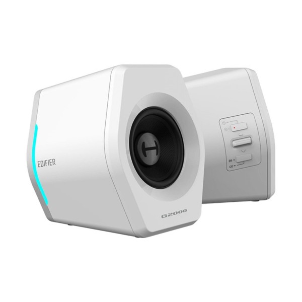 Edifier G2000 2.0 Bluetooth Gaming Speakers With RGB Lighting, White - more right 