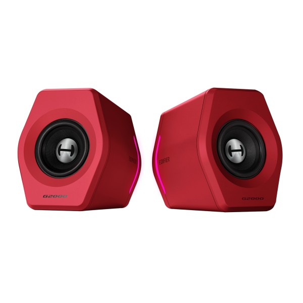Edifier G2000 2.0 Bluetooth Gaming Speakers With RGB Lighting, Red - outer angles 