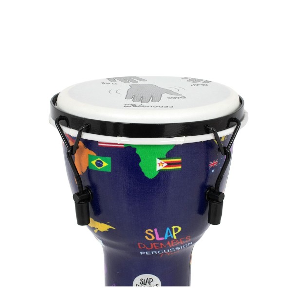 Percussion Plus Slap Djembe, Mechanically Tuned, 12 inch Head, World Map 7