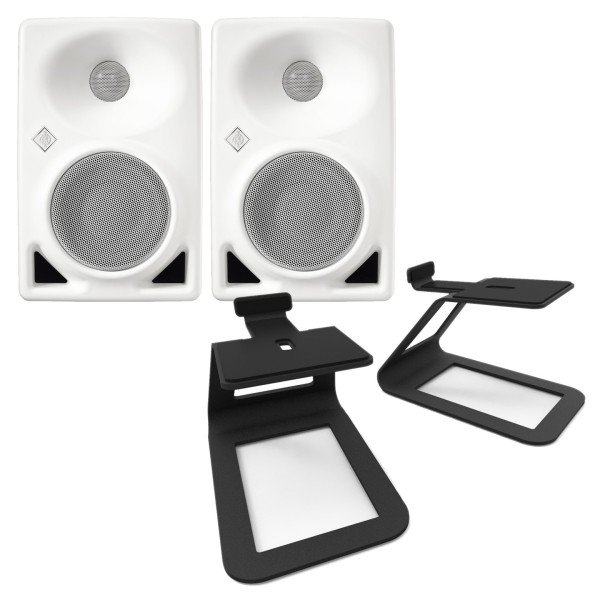 Neumann KH 80 DSP Studio Monitors  With Kanto Stands, White - Bundle
