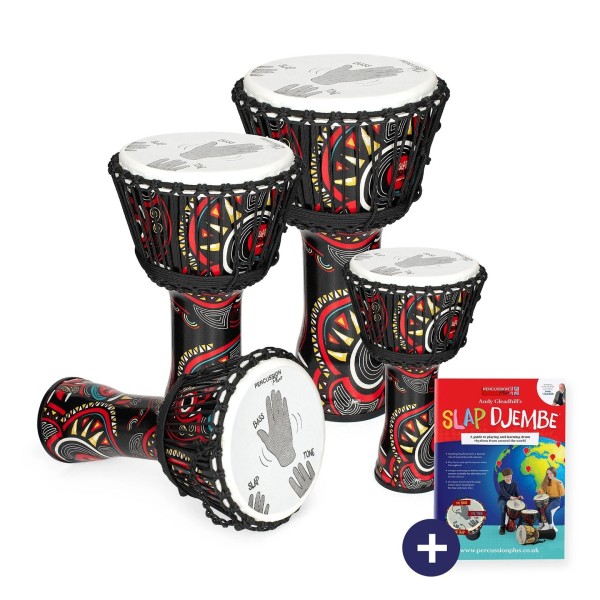 Percussion Plus Slap Djembe Pack, Rope Tuned, 4 Mixed Player Pack, Carnival