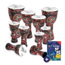 Percussion Plus Slap Djembe Pack, Pre-Tuned, 10 Pack, Mixed Sizes, Carnival