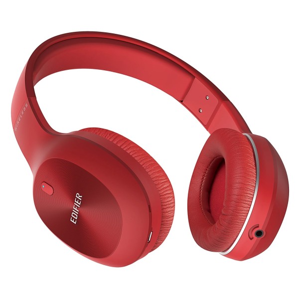 Edifier W800BT Plus Wireless Bluetooth Over-Ear Headphones, Red - Angled 2