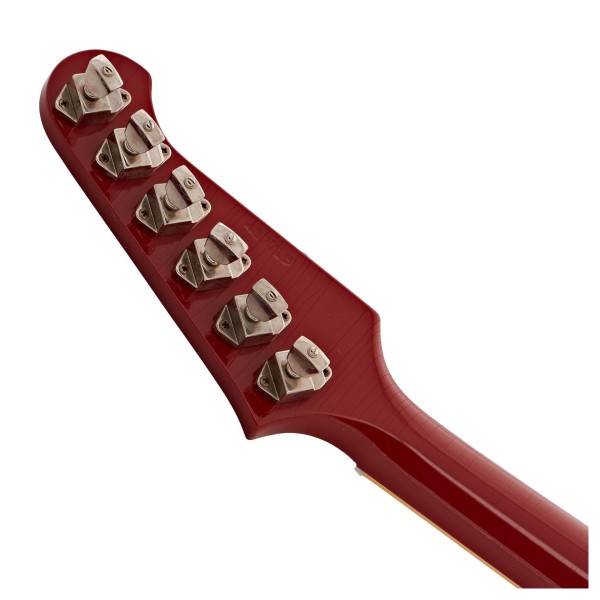 Gibson Custom 1963 Firebird V Maestro Vibrola Ultra Light Aged, Ember Red #407713 - back of headstock