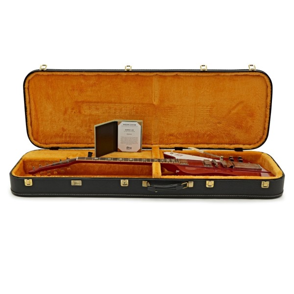 Gibson Custom 1963 Firebird V Maestro Vibrola Ultra Light Aged, Ember Red #407713 - guitar in case