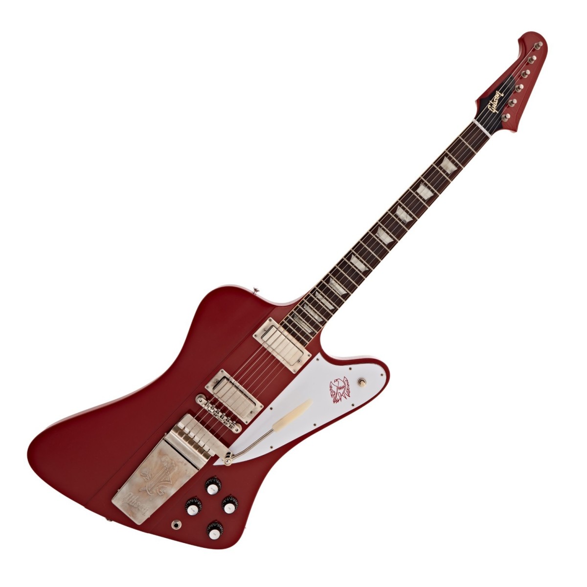 Click to view product details and reviews for Gibson Custom 1963 Firebird V Maestro Vibrola Ultra Light Aged Ember Red 407713.