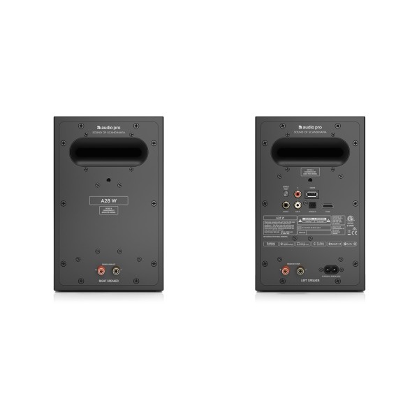 Audio Pro A28 W Active Wireless Bookshelf Speakers, Black - rear 
