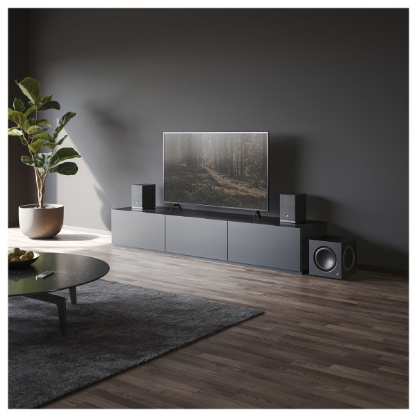 Audio Pro A28 W Active Wireless Bookshelf Speakers, Black - lifestyle 