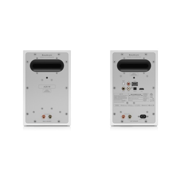 Audio Pro A28 W Active Wireless Bookshelf Speakers, White rear 