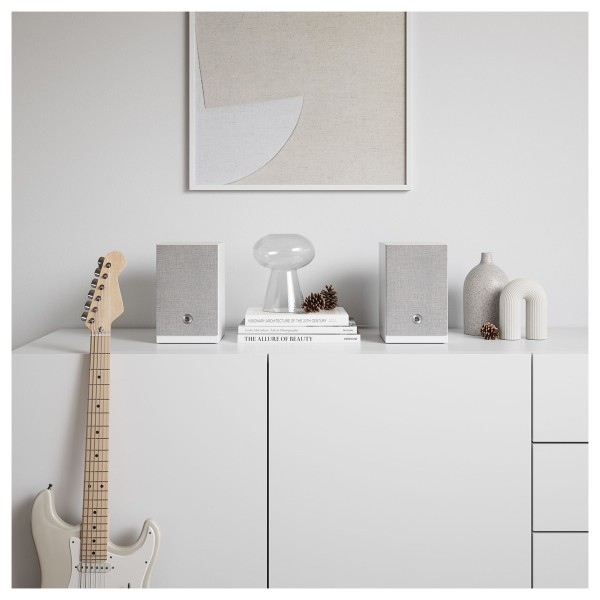 Audio Pro A28 W Active Wireless Bookshelf Speakers, White- lifestlye 1 