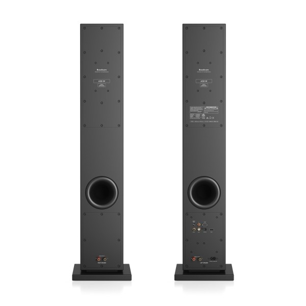 Audio Pro A38 W Active Wireless Floorstanding Speakers (Pair), Black - rear 