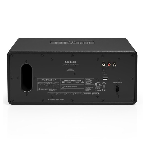 Audio Pro D-2 W Wireless Multi-Room Speaker, Black - Rear