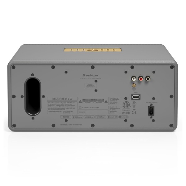 Audio Pro D-2 W Multi-Room Speaker, Grey - Rear