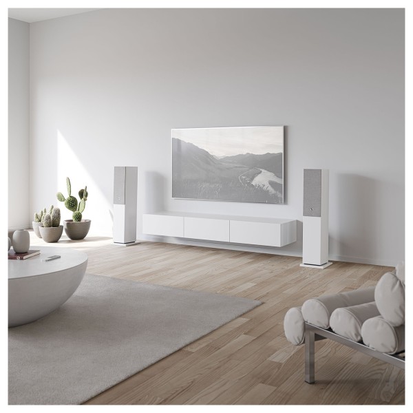 Audio Pro A48 W Active Wireless Floorstanding Speakers (Pair), White - lifestlye 2 