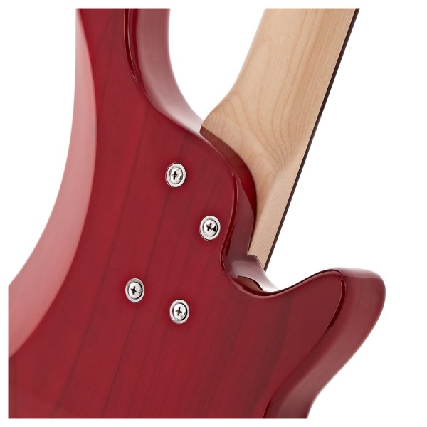 Chicago Left Handed Bass Guitar by Gear4music, Trans Red