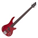 Chicago Fretless Bass Guitar by Gear4music, Trans Red