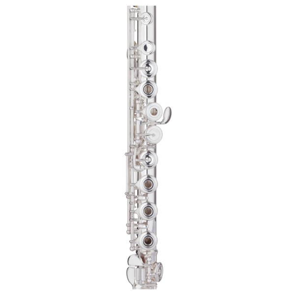 Trevor James Privilege Flute, Shaped Silver Lip Plate, Open Hole Close-up