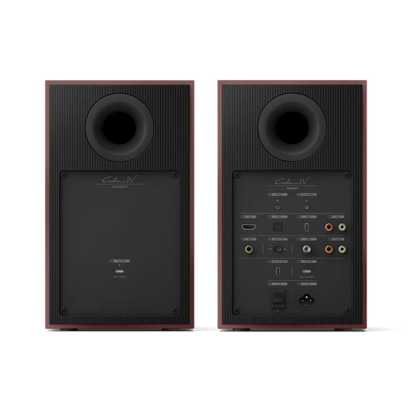 KEF Coda W Bookshelf Speakers (Pair), Vintage Burgundy - rear 