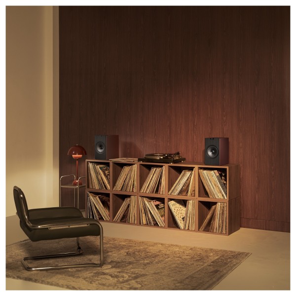 KEF Coda W Bookshelf Speakers (Pair), Vintage Burgundy lifestyle 3