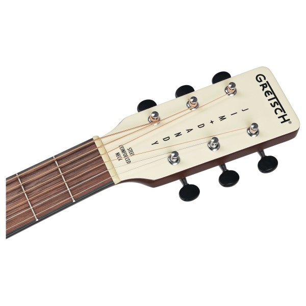 Gretsch Jim Dandy Parlor LTD, Walnut Fingerboard, Tortoise Pickguard, Vintage White - headstock