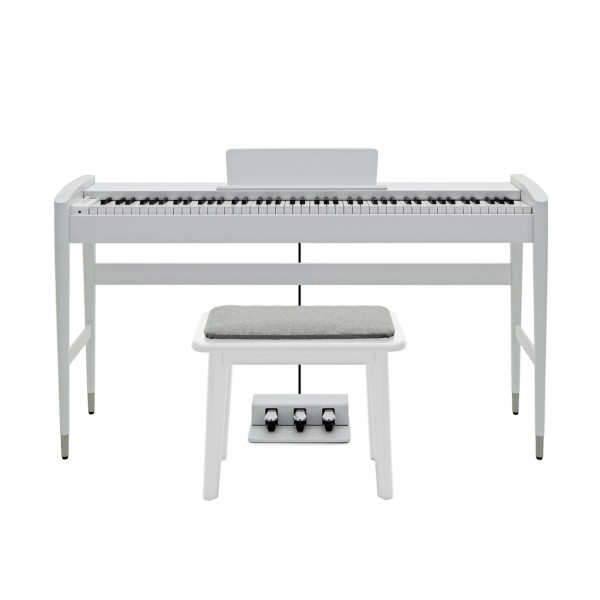 Keynote Contemporary Digital Piano with Bluetooth White, Stool Pack