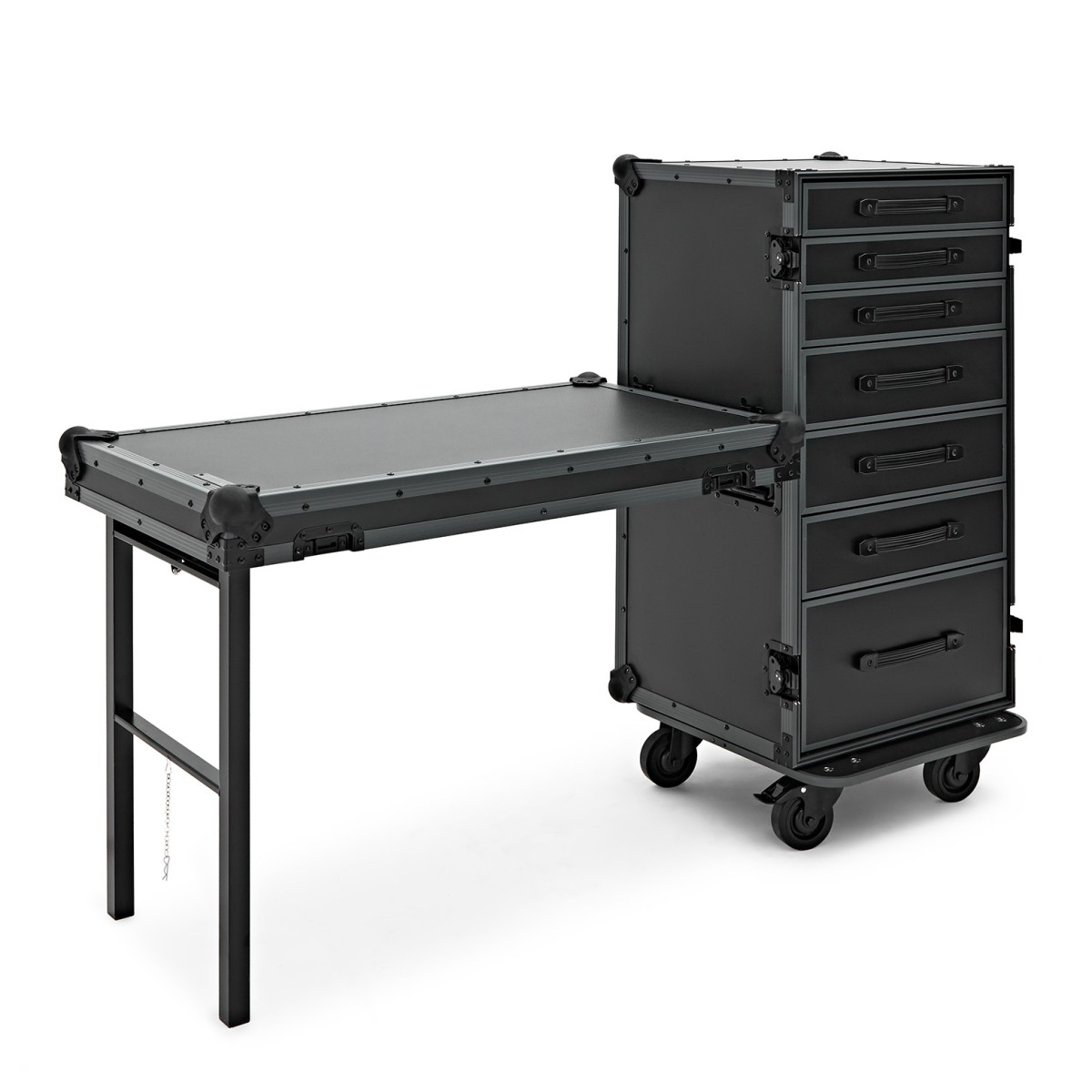 Click to view product details and reviews for Trojan Pro Stealth 7 Drawer Single Table Heavy Duty Wheeled Flight Case.