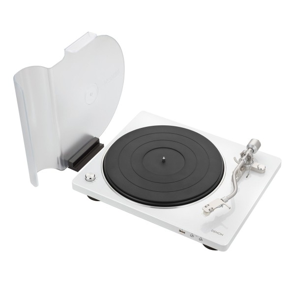 Denon DP-450 Hi-Fi Turntable w/ USB, White - Cover removed