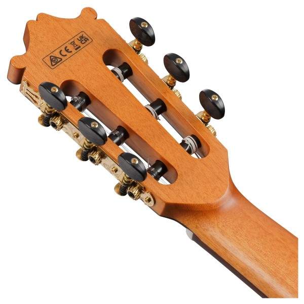 Ibanez GA360TCE-NT Classical Guitar, Natural High Gloss - back of headstock