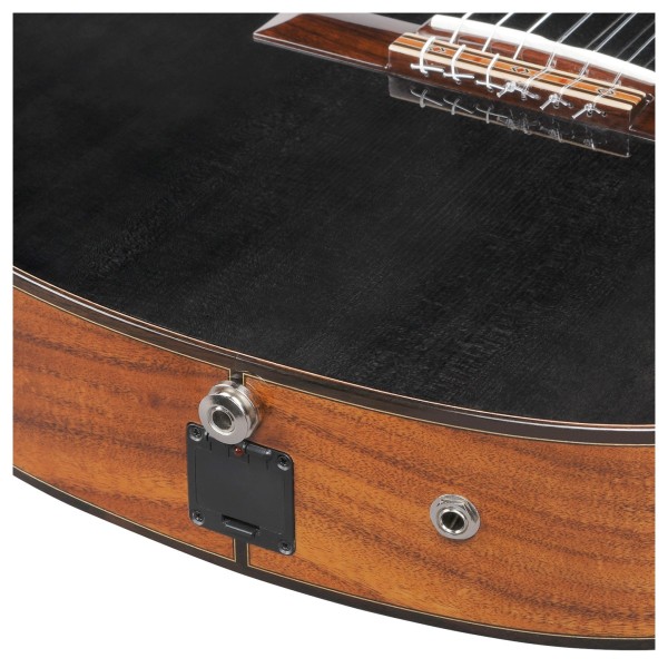 Ibanez GA360TCE-TBK Classical Guitar, Transparent Black High Gloss - jack socket