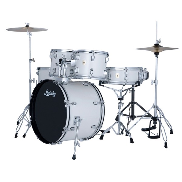 Ludwig Accent Fuse 20" 5pc Drum Kit, Snow Dust
