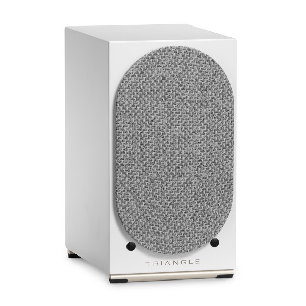 Triangle AIO Twin Bookshelf Speakers Left Speaker Side Angle Frost White