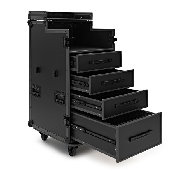 Trojan Pro Stealth DJ Drawer Single Table Heavy-Duty Wheeled Flight Case