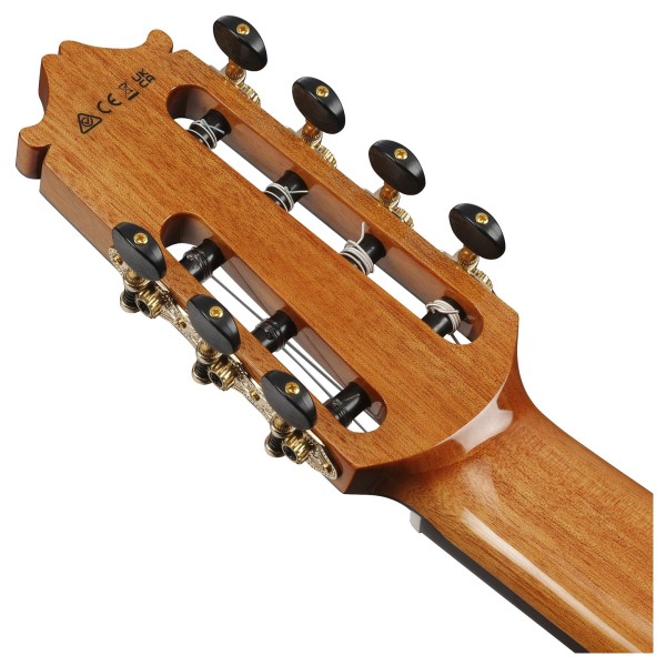 Ibanez GA3007CE-NT 7-String Classic Guitar, Natural High Gloss - back of headstock