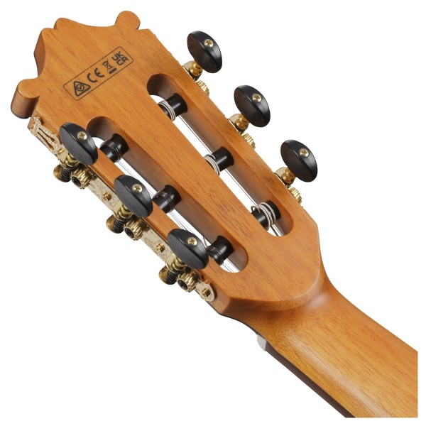 Ibanez GA380CE-NT Classical Guitar, Natural High Gloss - back of headstock