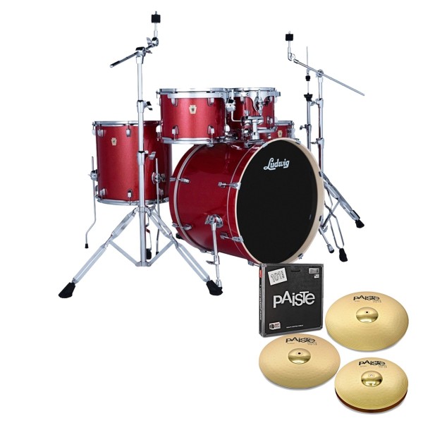 Ludwig Evolution 22" 5pc Complete Drum Kit, Crimson Sparkle