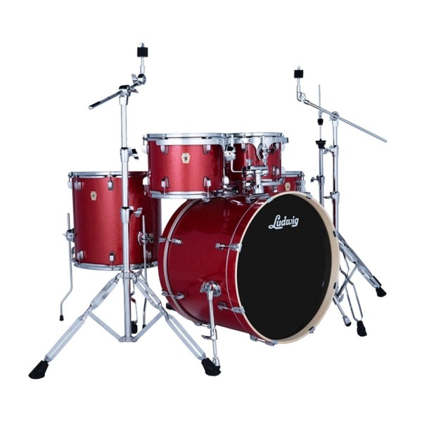 Ludwig Evolution 22" 5pc Complete Drum Kit, Crimson Sparkle