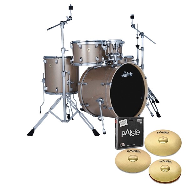 Ludwig Evolution 22" 5pc Complete Drum Kit, Prosecco Sparkle